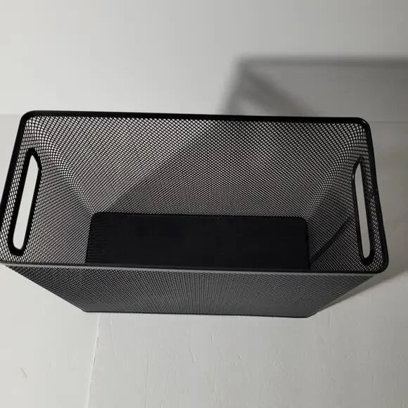 Black Metal Mesh Storage Basket with Handles - 10x12x6 - Picture 2 of 10